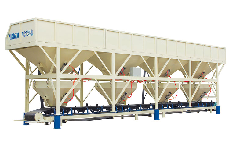 PLD1600 concrete batching machine, with JS1000 Concrete Mixer, used for HZS60 and HZS50 Concrete Batching Plant, also known as Concrete Aggregate Batcher,Concrete Material Feeder,Concrete Ingredient Dispenser